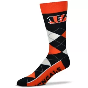 Cincinnati Bengals For Bare Feet Argyle Crew Socks by FBF (For Bare Feet) - Picture 1 of 9