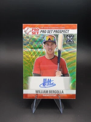 2021 Leaf Pro Set Metal 1990 Base Auto Red Wave William Bergolla #PS0-WB2 Auto - Image 1 of 2