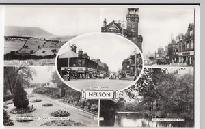 Lancashire; Nelson Multiview RP PPC By Lilywhite, c 1950's, Unposted, Leeds Rd - Picture 1 of 2