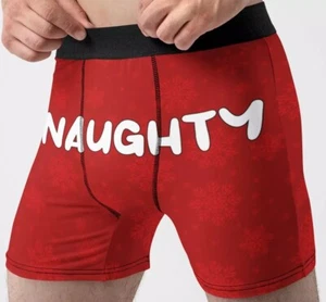 Christmas Underwear Mens Large 36-38 Naughty & Fun Boxer Briefs Underwear Gift - Picture 1 of 7