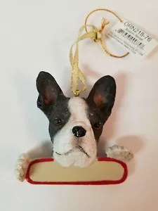 Boston Terrier Ornament Name Tag Christmas Holiday - Picture 1 of 6
