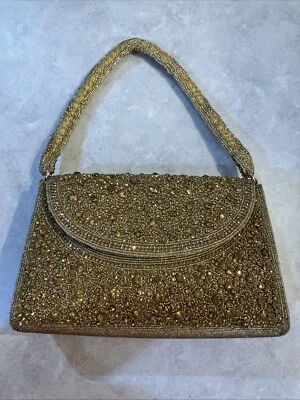 Bolsa Glitter Dourada Festa Noturna Bolsa de Casamento Comprada Abu Dhabi NOVA - Imagem 1 de 4