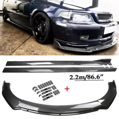 Carbon Style Front Bumper Lip Splitter Chin 86.6" Side Skirt For Volvo V40 S40 - Imagem 1 de 4