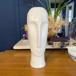Three Hands Corp White Ceramic 14” Modern Head Sculpture - Picture 1 of 9