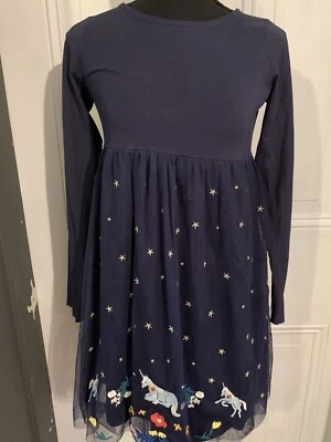 Vestido Hanna Andersson Niñas Bordado Unicornio Manga Larga Tul Talla 150 EE. UU. 12 Foto 1 de 4