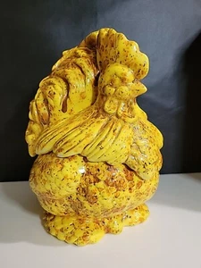 Vintage Atlantic Mold Rooster Chicken Ceramic Cookie Jar Country Farmhouse Brown - Picture 1 of 15