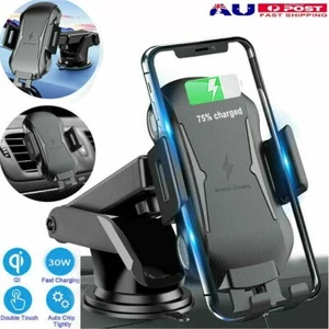 30W 2 IN 1 Wireless Car Charger Fast Charging Mount Automatic Clamping Holder AU - Picture 1 of 12