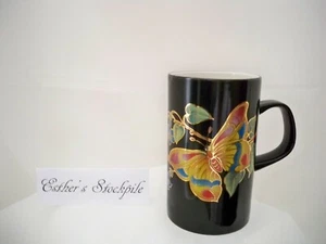 Dunoon Keramik Schottland großer Becher HAWAII gelbe Schmetterlinge schwarz Gold RAR 14oz - Bild 1 von 10
