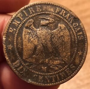 Moneta 10 Centimes 1853, Napoleon III, Legg.Ondulata, Rif. 5858