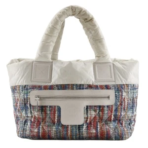 CHANEL A48610 Tweed print reversible Coco Cocoon Tote Small Handbag White ... - Picture 1 of 8