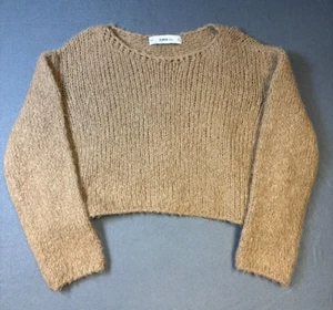 Zara Strick Pullover Crop Top Braun Damen Gr. Small Made in Italy Langarm - Bild 1 von 9