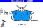 ATE (13.0460-2831.2) brake pads, rear brake pads for MITSUBISHI VOLVO