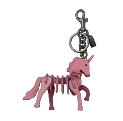 NWT COACH Unicorn Puzzle Bag Charm Keyring 23531 Pink Horse Unicorn Glitter $150 - Image 1 of 4