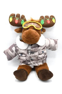 Build A Bear Elch Geweih Weihnachten Urlaub Lichter Skibrille grau tarnfarbene Jacke - Bild 1 von 7