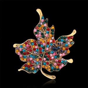 Colorful Maple Leaf Piercing Brooch Pin Collar Decor Badge Corsage Women Je-w-mx - Picture 1 of 10