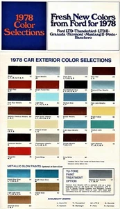 1978 Ford LTD Thunderbird Granada Mustang II Pinto Ranchero Paint Chip Brochure - Picture 1 of 1