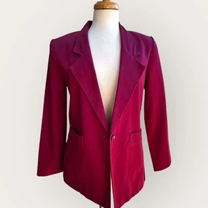 Vtg Carriage Court Womens One Button Blazer Suit Jacket Size 6P Cotton USA Y2K - Picture 1 of 19