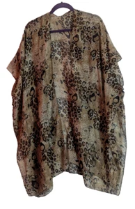 JESSICA MCCLINTOCK Cheetah Open Front Kimono Shawl Semi Sheer One Size M1 - Picture 1 of 5