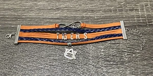 AUBURN Tigers Infinity BRACELET Charm Orange Blue Football Jewelry NEW - Picture 1 of 4