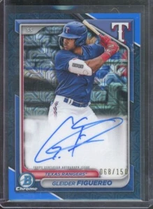 2024 Bowman Chrome GLEIDER FIGUEREO #BMA-GF Blue Mojo Mega Auto /150 Rangers - Bild 1 von 2