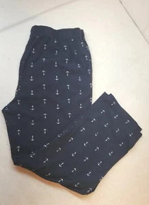 Sz L Nautica Men's Navy Anchor Pajama Lounge Pants Flannel Preowned - Picture 1 of 7