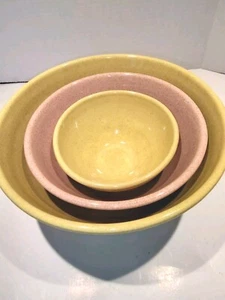 Seltene Pfaltzgraff Satzschale 3er Set Vintage Mid Century gesprenkelt gelb rosa - Bild 1 von 18