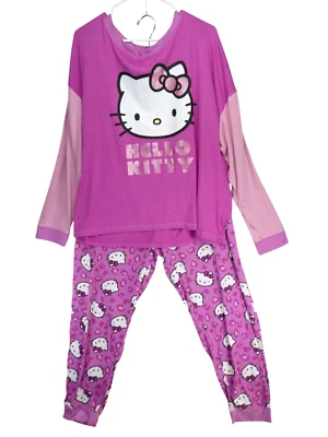 Hello Kitty Pajama Set Women Size 2X Pink Lightweight Fleece Sanrio 18W/20W - Image 1 of 4