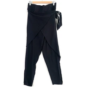 Sally Phillips Wrap Pants Womens Size 8 Black Silk Blend High Rise Elastic Waist - Picture 1 of 14