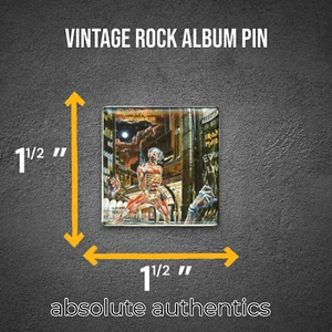 Vintage Original 80s Iron Maiden Album Cover Square Band Concert Tour Pin Button - Picture 1 of 2