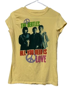 The Beatles Original T-Shirt All You Need Is Love Butter Yellow Womens Large - Picture 1 of 3