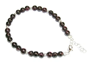 Natural GARNET and 925 Sterling Silver Bracelet. New and Case. 17 to 19 cm - Picture 1 of 4