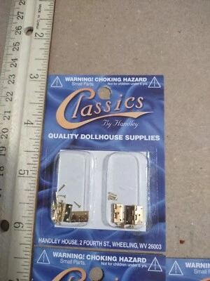 Dollhouse Miniature Butt Hinges Working x4 Bronze 1:12 Scale Includes Nails 5711 - Image 1 of 3