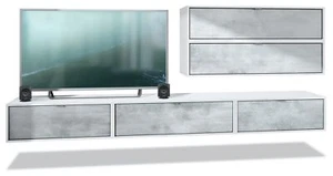 Wohnwand Anbauwand Fernsehwand Lana V2 Weiß matt - Hochglanz & Naturtöne - Bild 1 von 31