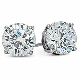Men & Women 925 Sterling Silver Cubic Zirconia Halo Round Stud Earrings - Gift - Picture 1 of 3
