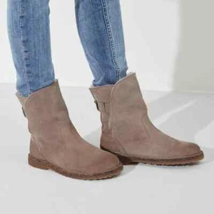 BIRKENSTOCK UPSALLA GENUINE SHEARLING SUEDE BOOTS GRAY TAUPE SIZE 7-7.5US/ 38EU - Picture 1 of 10