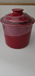 Pequeño tarro de caramelo de cerámica roja con tapa tarro de golosinas de Papá Noel de Navidad NUEVO - Imagen 1 de 6