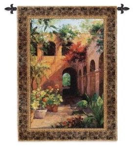 53x40 CAMINO BELLA Arazzo da parete in ciottoli floreale villaggio spagnolo - Foto 1 di 1