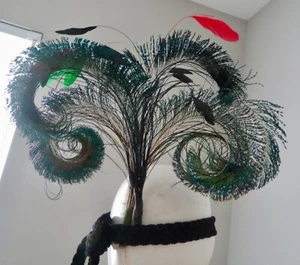 Antique Art Nouveau Headdress Feathers 2 Art Deco Peacock - Picture 1 of 16