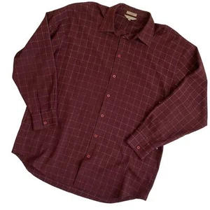 Cassel Shirt Size 3XLT Burgundy Windowpane Plaid Long Sleeve Button Front Shirt - Picture 1 of 5