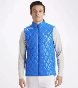G/Fore Golf gefütterte Weste durchgehender Reißverschluss blau Wolle gefüttert gesteppt $ 475 NEU Größe Large - Bild 1 von 15