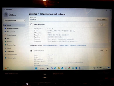 NOTEBOOK TOSHIBA SATELLITE i5 HDD 500 GB RAM 8 GB W 11 - Immagine 1 di 4