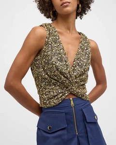 Ramy Brook Women's Virginia Mesh Sleeveless Twist-Front Blouse Top Size M $385 - Picture 1 of 11