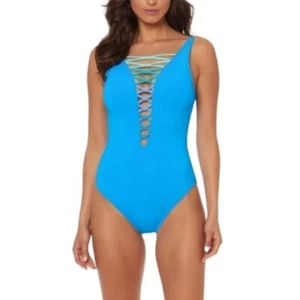 Bleu Rod Beattie Let's Get Knotty Ombre Blue One Piece Swimsuit Size 14 - Picture 1 of 8