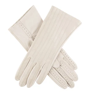 Dents Women's Leather Compression Driving Gloves with Silk Lining - Cream - Picture 1 of 2
