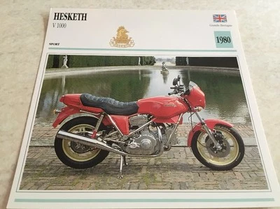 Tarjeta Moto Hesketh V 1000 1980 Colección Atlas Motocicleta UK - Imagen 1 de 2