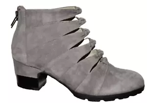JAMBU SAMANTHA SZ 7.5 M GRAY SUEDE LEATHER CUT OUTS PUMPS ANKLE BOOTS BOOTIES - Picture 1 of 6