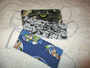 FACE MASKS~Children's Size~3 qty. ~Buzz Light Year~Camo~Handmade~NEW - Picture 1 of 4