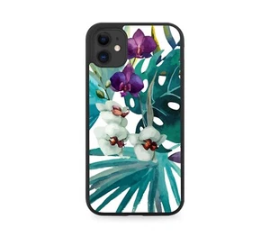 Plantillas florales funda de teléfono de goma floral hojas de palmera hoja orquídea H008 - Imagen 1 de 2