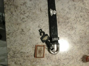 ( NEW)Rare Harley Davidson Vintage Solid Brass Shovelhead Belt Tooled Flames - Picture 1 of 7