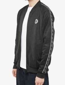 FRED PERRY REFLECTIVE BOMBER NECK TRACK J555 102 BLACK NEW WITH TAGS - Picture 1 of 11